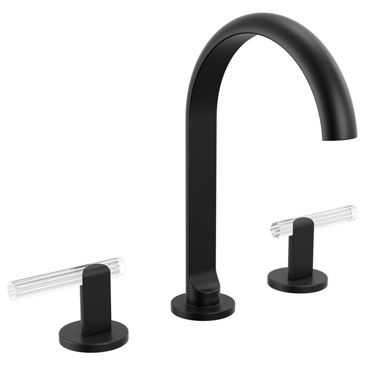Handle Kit Roccesco Reed Glass 2 Lever Widespread Matte Black/Clear ADA - Image 2