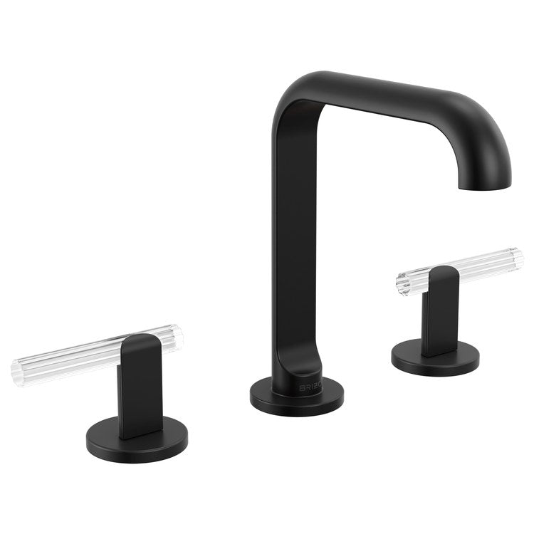 Handle Kit Roccesco Reed Glass 2 Lever Widespread Matte Black/Clear ADA - Image 3