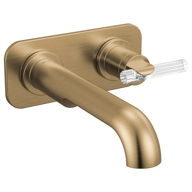 Handle Kit Roccesco Reed Glass 1 Lever Wall Mount Brilliance Luxe Gold/Clear ADA - Image 3