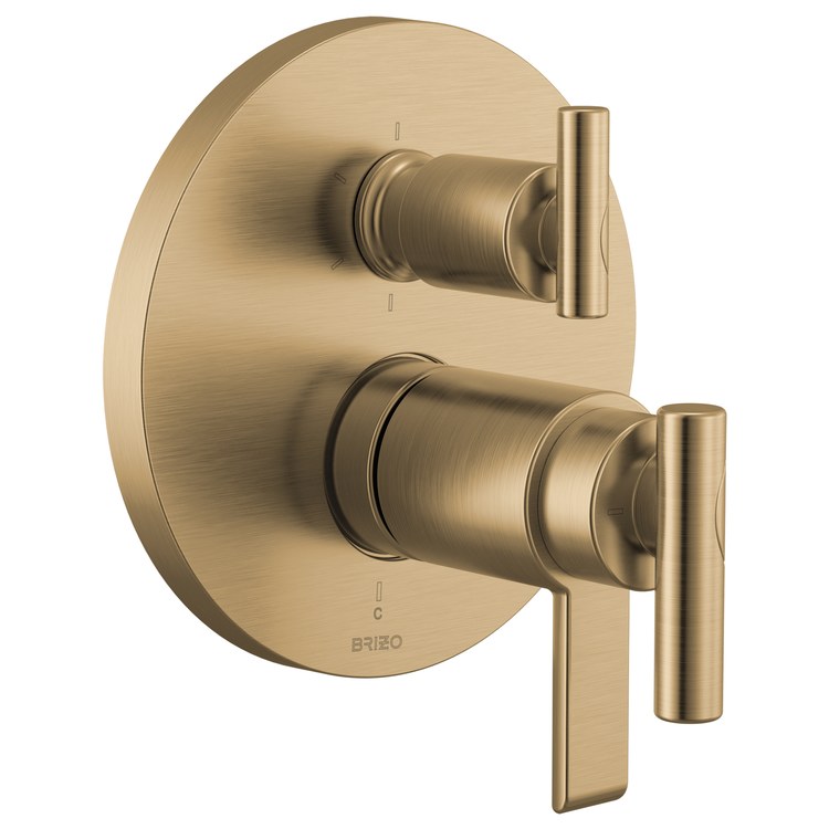 Handle Kit Roccesco TempAssure 3 Lever Integrated Diverter Brilliance Luxe Gold - Image 3