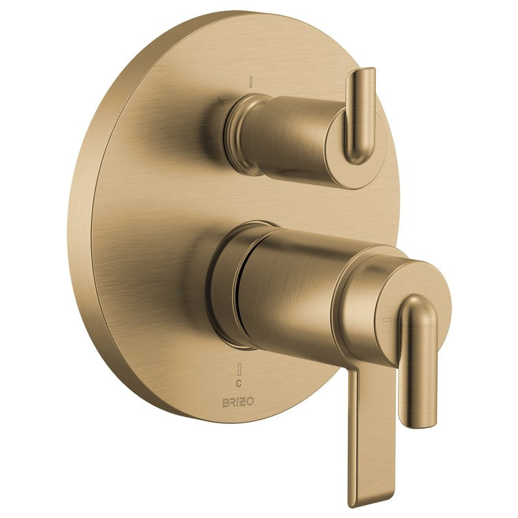 Handle Kit Roccesco TempAssure 3 Bent Lever Integrated Diverter Brilliance Luxe Gold - Image 2