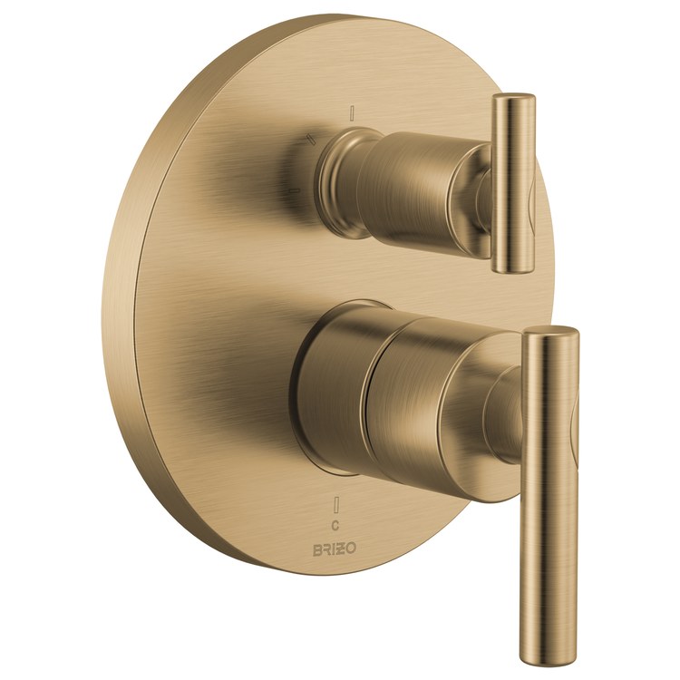 Handle Kit Roccesco 2 Lever Brilliance Luxe Gold ADA for Pressure Balance Valve with Integrated Diverter Trim - Image 2