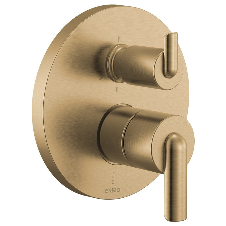 Handle Kit Roccesco 2 Bent Lever Brilliance Luxe Gold ADA for Pressure Balance Valve with Integrated Diverter Trim - Image 3