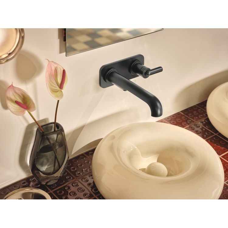 Lavatory Faucet Roccesco Less Handle WaterSense Matte Black 1.2 Gallons per Minute Wall Less Drain 2 Hole - Image 2