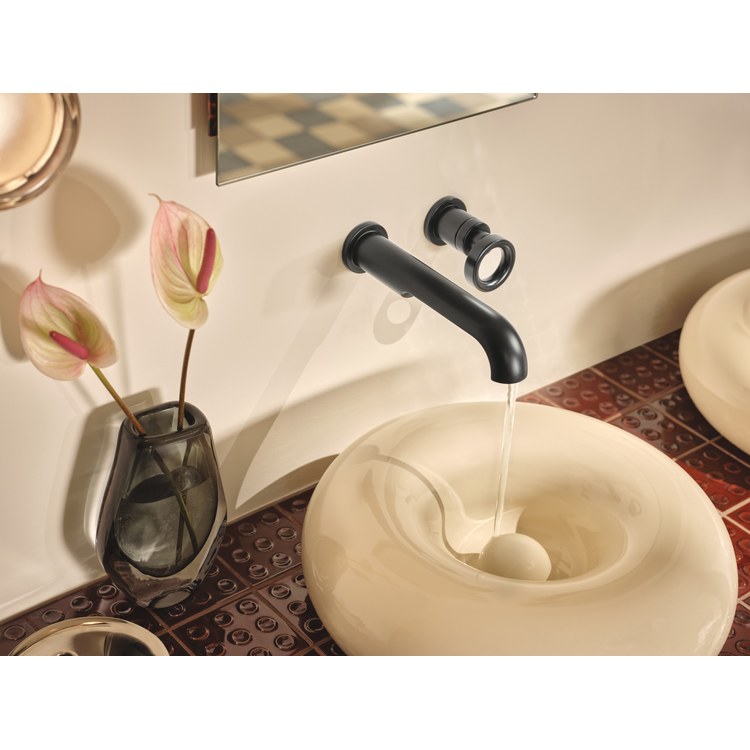 Lavatory Faucet Roccesco Less Handle WaterSense Matte Black 1.2 Gallons per Minute Wall Less Drain 2 Hole - Image 3