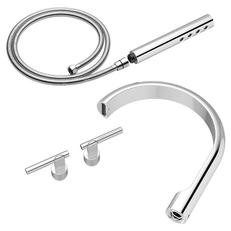 Tub Filler Trim Roccesco Kit 2 Lever Chrome 8 Inch Spread Wall/Floor/Deck 11 Gallons per Minute - Image 1