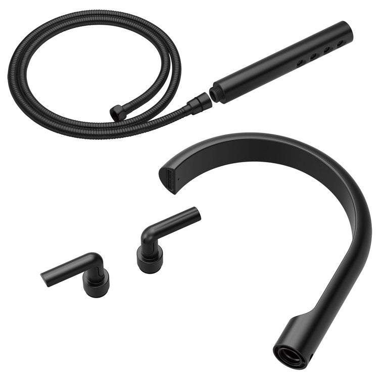 Tub Filler Trim Roccesco Kit 2 Bent Lever Matte Black 8 Inch Spread Wall/Floor/Deck 11 Gallons per Minute - Image 1