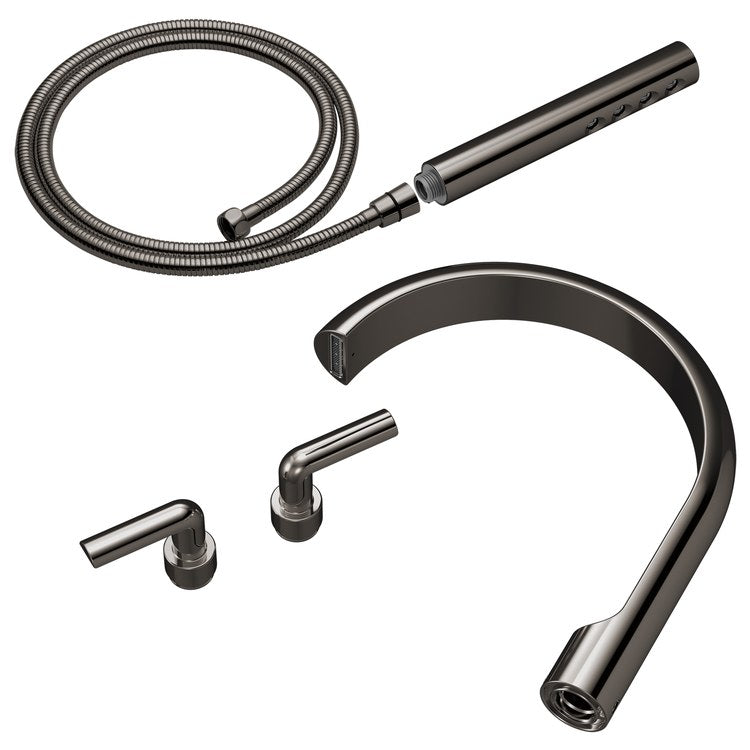 Tub Filler Trim Roccesco Kit 2 Bent Lever Brilliance Black Onyx 8 Inch Spread Wall/Floor/Deck 11 Gallons per Minute - Image 1