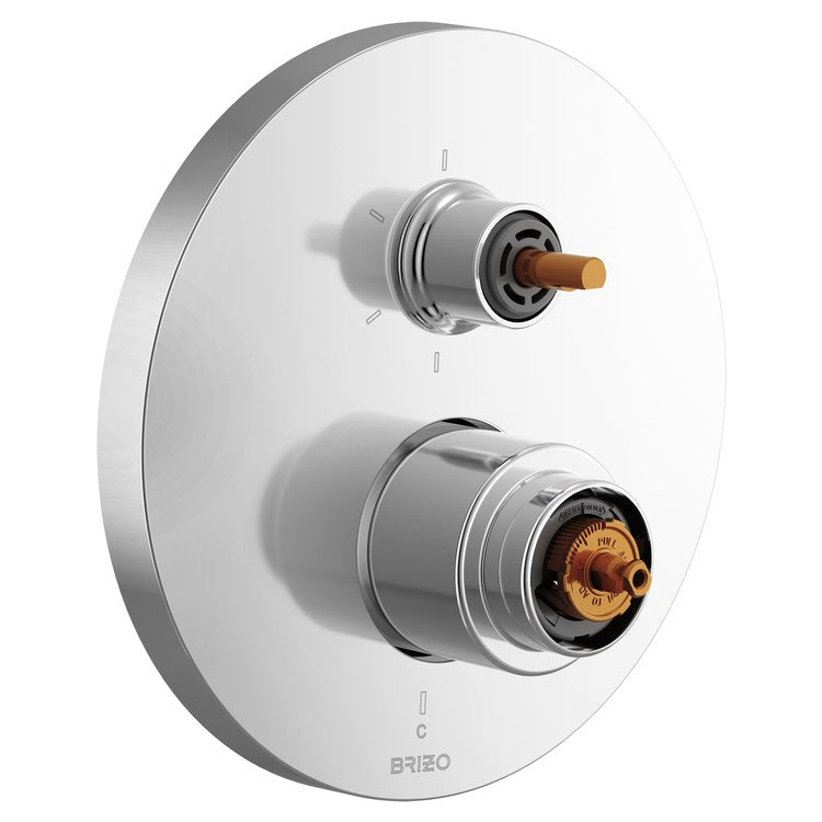 Pressure Balance Valve Trim Roccesco with Integrated 6 Function Diverter Less Handle Polished Chrome for MultiChoice Universal Integrated Shower Diverter Rough R75000 Series - Image 1