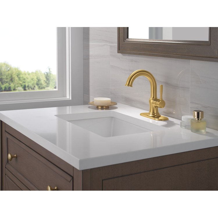 Lavatory Faucet Roe 1 Lever ADA WaterSense Brushed Gold 1.2 Gallons per Minute Push Pop-Up 1/3 Hole - Image 3