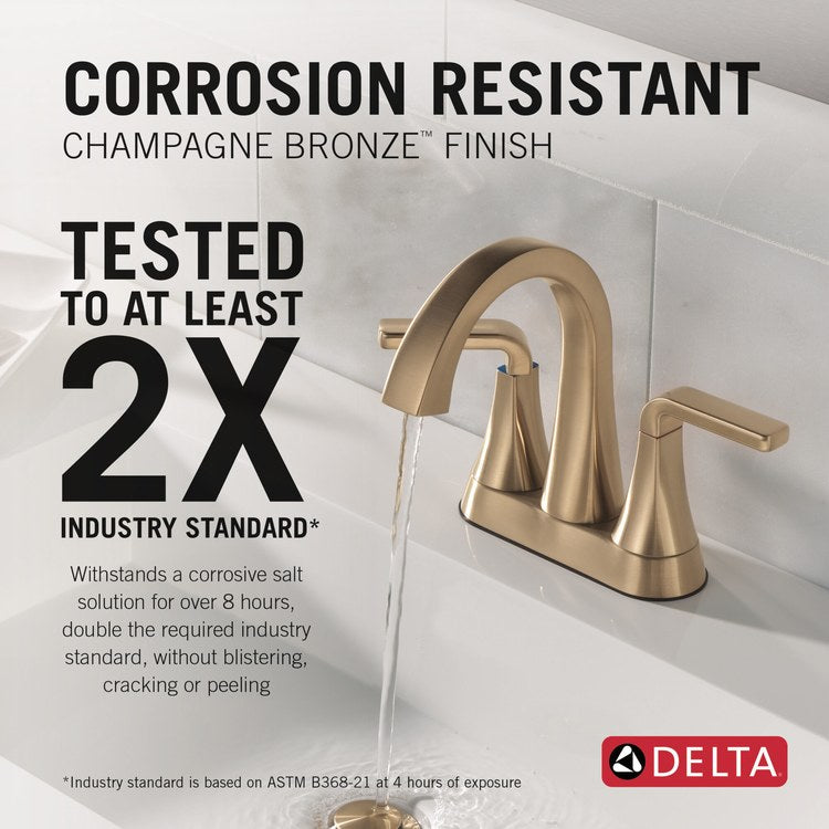 Lavatory Faucet Lineax 4 Inch Spread 2 Lever ADA WaterSense Brilliance Champagne Bronze 1.2 Gallons per Minute Deck High Arc Push Pop Up with Flange and Stopper 2/3 Hole - Image 3
