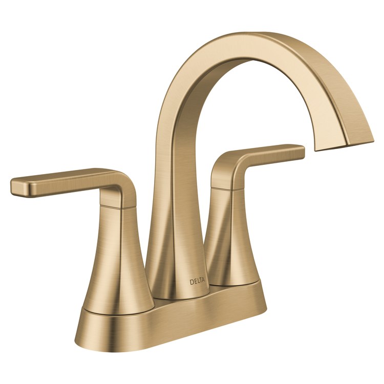 Lavatory Faucet Lineax 4 Inch Spread 2 Lever ADA WaterSense Brilliance Champagne Bronze 1.2 Gallons per Minute Deck High Arc Push Pop Up with Flange and Stopper 2/3 Hole - Image 1