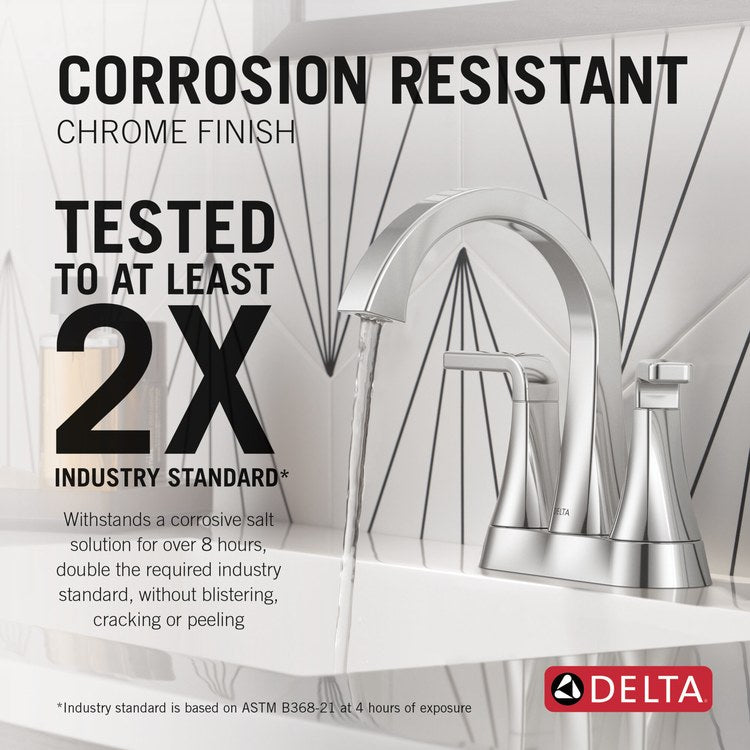 Lavatory Faucet Lineax 4 Inch Spread 2 Lever ADA WaterSense Chrome 1.2 Gallons per Minute Deck High Arc Push Pop Up with Flange and Stopper 2/3 Hole - Image 3