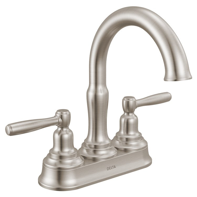 Lavatory Faucet Roe 4 Inch Spread 2 Lever ADA WaterSense Brilliance Stainless 1.2 Gallons per Minute Deck Push Pop-Up 3 Hole