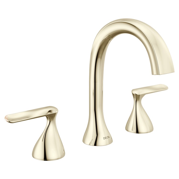 Lavatory Faucet Bonacci Widespread 4 to 16 Inch Spread 2 Lever ADA WaterSense Lumicoat Polished Nickel 1.2 Gallons per Minute Deck Push Pop-Up with Flange and Stopper 3 Hole - Image 1