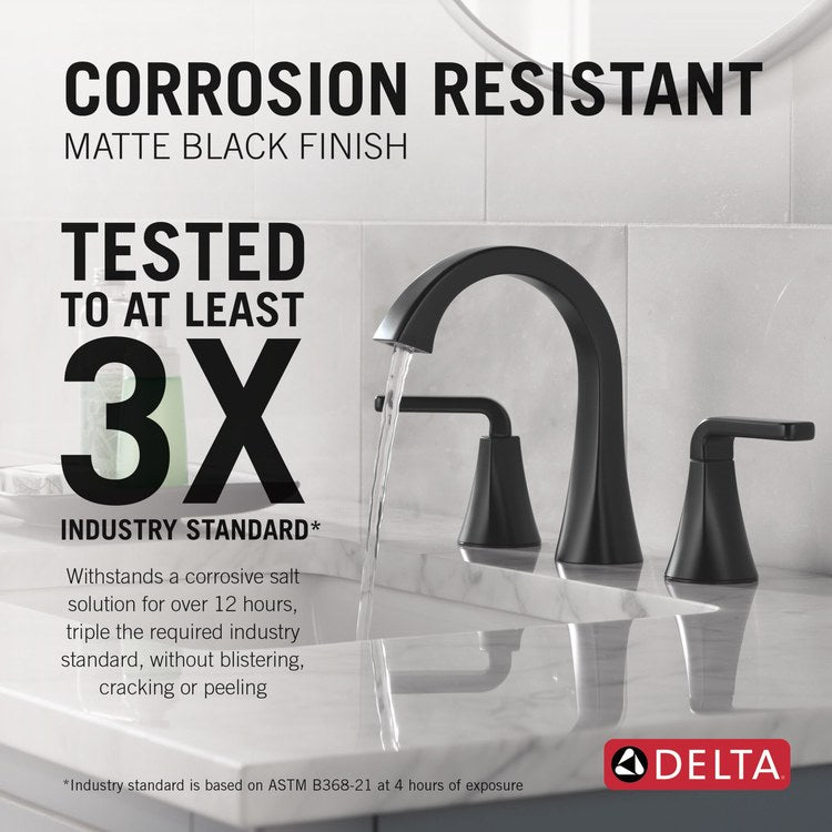 Lavatory Faucet Lineax 4-16 Inch Spread 2 Lever ADA WaterSense Matte Black 1.2 Gallons per Minute Deck Metal Push Pop-Up with Flange and Stopper 3 Hole - Image 3