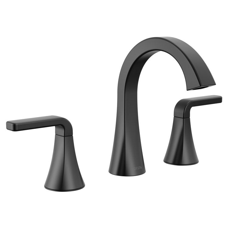 Lavatory Faucet Lineax 4-16 Inch Spread 2 Lever ADA WaterSense Matte Black 1.2 Gallons per Minute Deck Metal Push Pop-Up with Flange and Stopper 3 Hole - Image 1