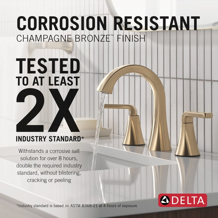Lavatory Faucet Lineax 4-16 Inch Spread 2 Lever ADA WaterSense Brilliance Champagne Bronze 1.2 Gallons per Minute Deck Metal Push Pop-Up with Flange and Stopper 3 Hole - Image 3