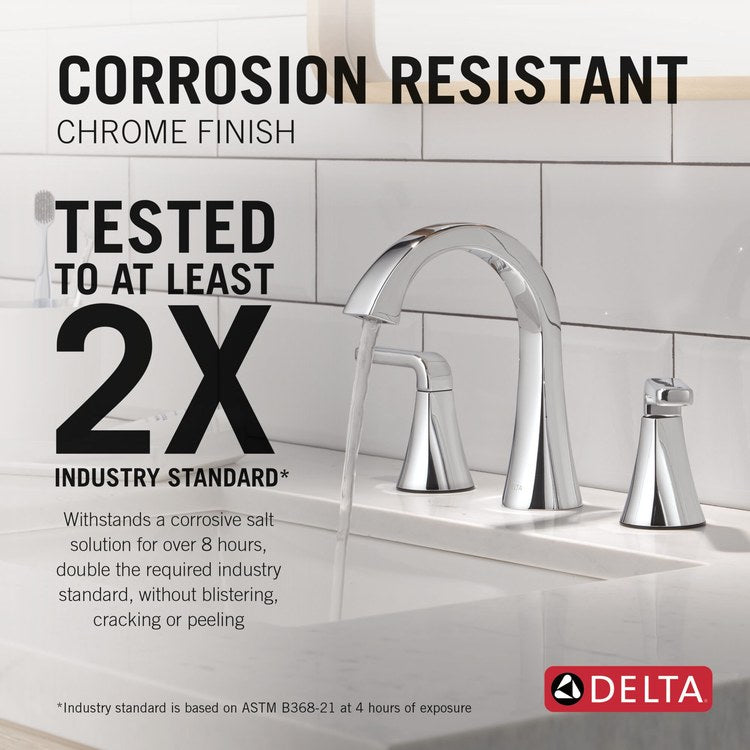 Lavatory Faucet Lineax 4-16 Inch Spread 2 Lever ADA WaterSense Chrome 1.2 Gallons per Minute Deck Metal Push Pop-Up with Flange and Stopper 3 Hole - Image 3