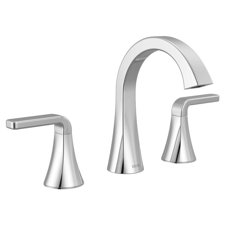 Lavatory Faucet Lineax 4-16 Inch Spread 2 Lever ADA WaterSense Chrome 1.2 Gallons per Minute Deck Metal Push Pop-Up with Flange and Stopper 3 Hole - Image 1