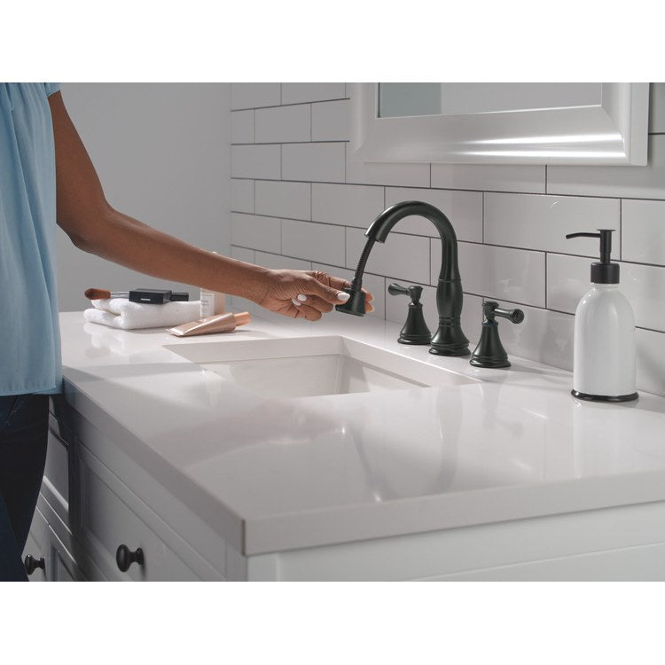 Lavatory Faucet Cassidy Widespread 6 to 16 Inch Spread 2 Lever ADA WaterSense Matte Black 1.2 Gallons per Minute Deck Arc Metal Pop-Up 3 Hole MagnaTite - Image 3