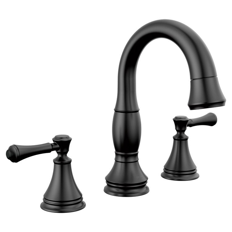 Lavatory Faucet Cassidy Widespread 6 to 16 Inch Spread 2 Lever ADA WaterSense Matte Black 1.2 Gallons per Minute Deck Arc Metal Pop-Up 3 Hole MagnaTite - Image 1