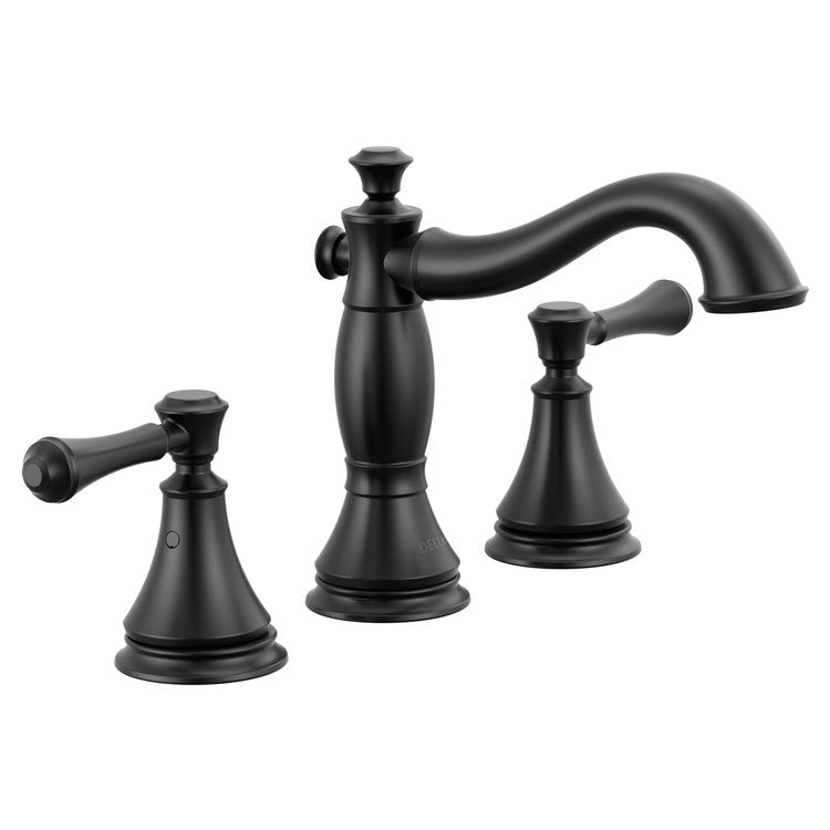 Lavatory Faucet Cassidy Widespread 6 to 16 Inch Spread 2 Lever ADA WaterSense Matte Black 1.2 Gallons per Minute Deck Metal Pop-Up with Flange and Stopper 3 Hole - Image 1