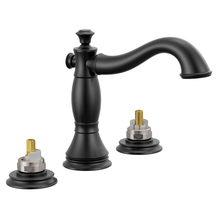 Lavatory Faucet Cassidy Widespread 6 to 16 Inch Spread Less Handle WaterSense Matte Black 1.2 Gallons per Minute Deck Metal Pop-Up Drain with Flange and Stopper 3 Hole - Image 1