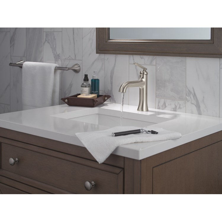 Lavatory Faucet Bonacci 1 Lever ADA WaterSense Lumicoat Stainless 1.2 Gallons per Minute Deck Push Pop-Up with Flange and Stopper 1/3 Hole - Image 3