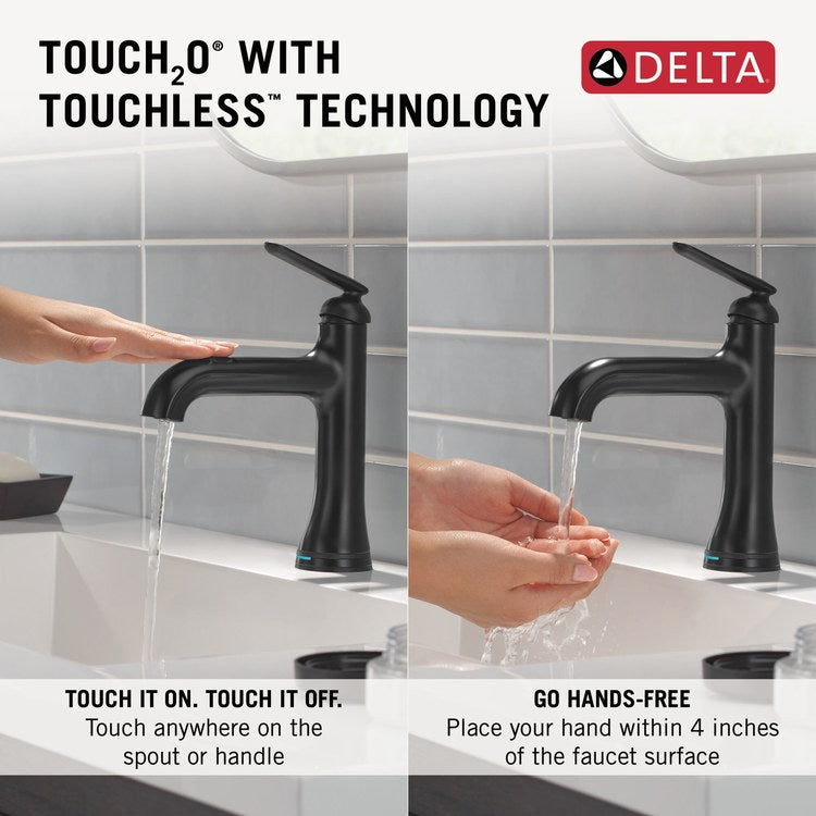 Lavatory Faucet Bonacci Touchless 1 Lever ADA WaterSense Matte Black 1.2 Gallons per Minute Deck Push Pop-Up with Flange and Stopper 1/3 Hole TempSense/Touch2O - Image 3
