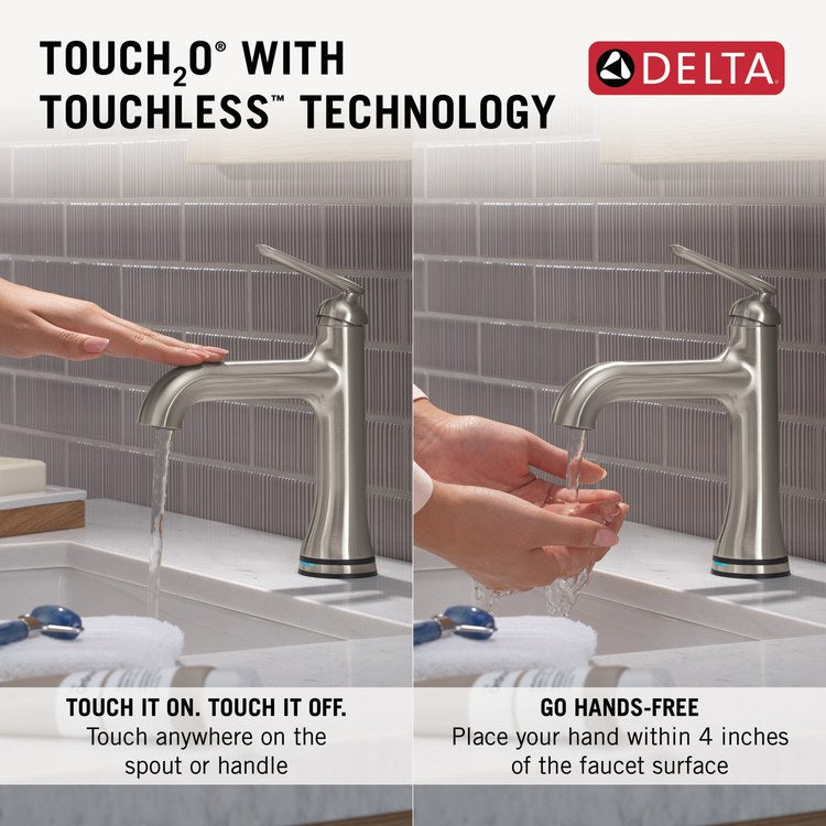 Lavatory Faucet Bonacci Touchless 1 Lever ADA WaterSense Lumicoat Stainless 1.2 Gallons per Minute Deck Push Pop-Up with Flange and Stopper 1/3 Hole TempSense/Touch2O - Image 3