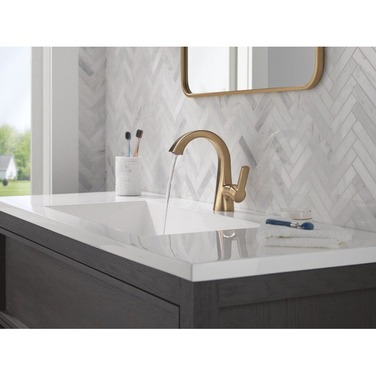 Lavatory Faucet Lineax 1 Lever ADA WaterSense Brilliance Champagne Bronze 1.2 Gallons per Minute Deck Pop-Up with Plated Flange and Stopper 1/3 Hole - Image 3