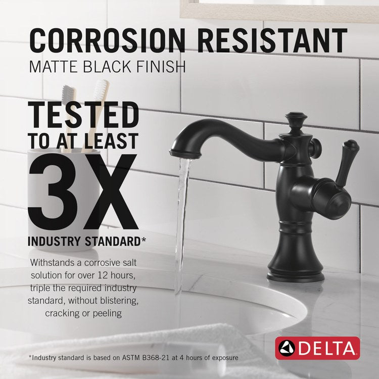 Lavatory Faucet Cassidy 1 Lever ADA WaterSense/CALGreen Matte Black 1.2 Gallons per Minute Deck Metal Push Pop-Up 1/3 Hole - Image 3