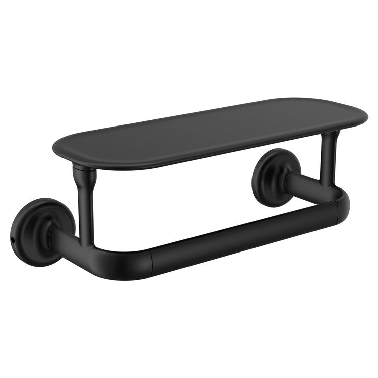 Towel Bar Bonacci 8 Inch with Shelf Matte Black - Image 1