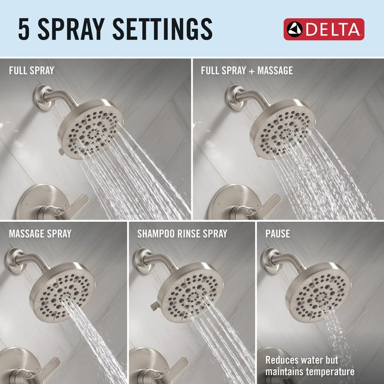 Shower Trim Lineax Monitor 14 Series 1 Lever Brilliance Stainless 5 Functions WaterSense ADA 1.75 Gallons per Minute - Image 3