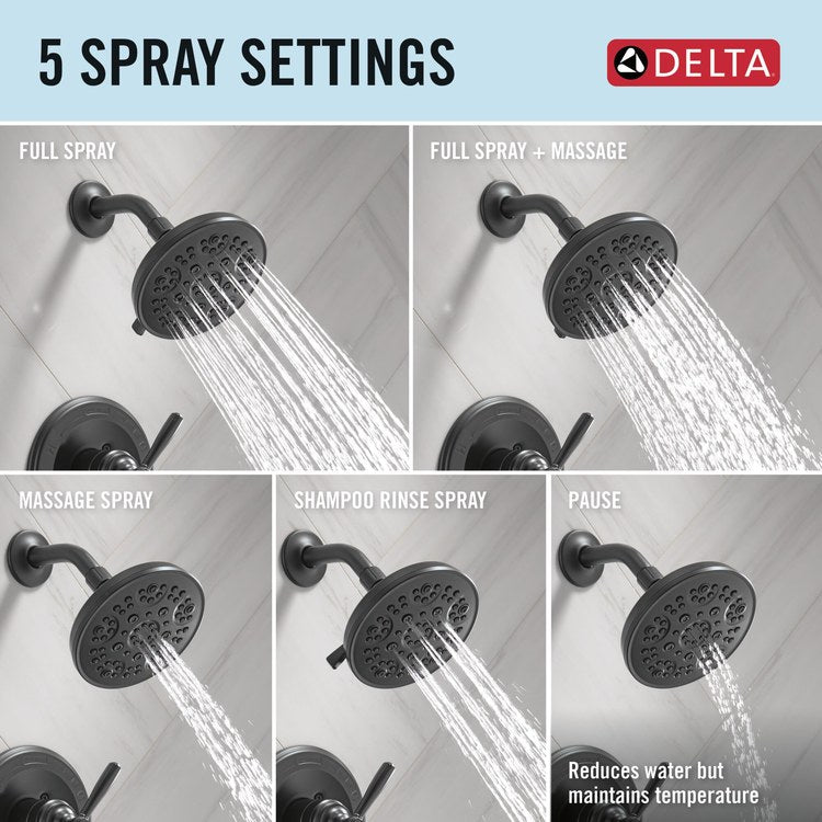 Shower Trim Roe Monitor 14 Series 1 Lever Matte Black 5 Functions WaterSense 1.75 Gallons per Minute - Image 3