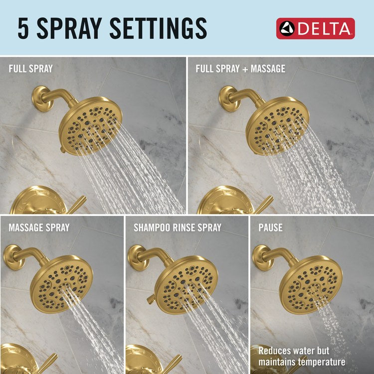 Shower Trim Roe Monitor 14 Series 1 Lever Brushed Gold 5 Functions WaterSense 1.75 Gallons per Minute - Image 3