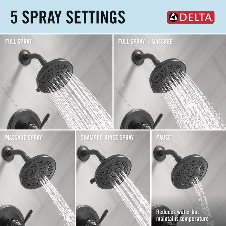 Tub and Shower Trim Roe Monitor 14 1 Lever Matte Black WaterSense ADA for R10000 Series - Image 3
