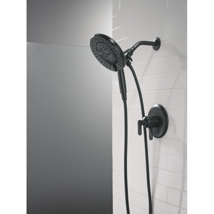 Shower Trim Bonacci 17 Series In2ition 2-In-1 2 Lever Matte Black WaterSense CALGreen ADA 1.75 Gallons per Minute 7 Function H2Okinetic Touch-Clean for MultiChoice Universal Rough Valve R10000 Series - Image 2