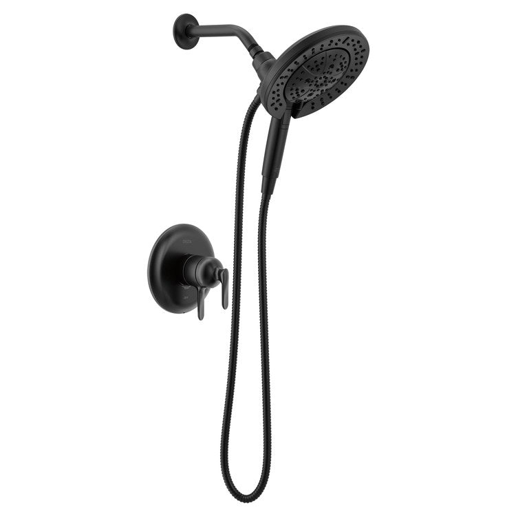 Shower Trim Bonacci 17 Series In2ition 2-In-1 2 Lever Matte Black WaterSense CALGreen ADA 1.75 Gallons per Minute 7 Function H2Okinetic Touch-Clean for MultiChoice Universal Rough Valve R10000 Series - Image 1