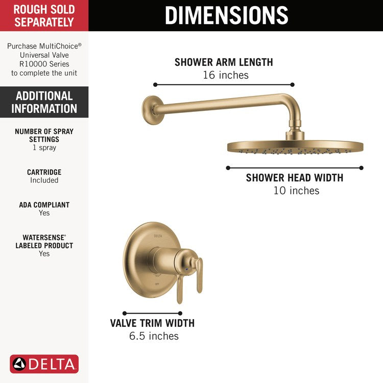 Shower Trim Bonacci 17T Series Raincan 2 Lever Lumicoat Champagne Bronze 1 Functions WaterSense ADA 1.75 Gallons per Minute - Image 2