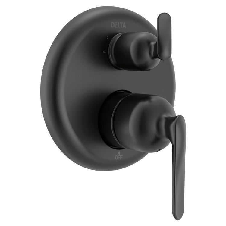 Pressure Balance Valve Trim Bonacci 14 Series with 3 Function Integrated Diverter 2 Lever Matte Black CALGreen ADA for MultiChoice Universal Rough Valve Body R22000 Series - Image 1