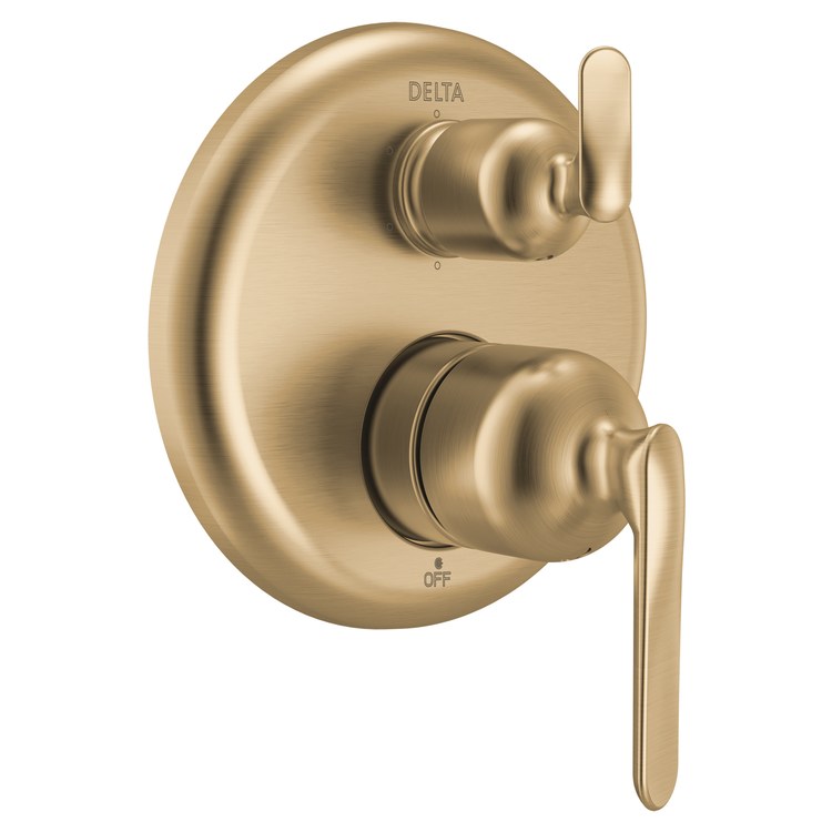Pressure Balance Valve Trim Bonacci 14 Series with 6 Function Integrated Diverter 2 Lever Lumicoat Champagne Bronze CALGreen ADA for MultiChoice Universal Rough Valve Body R22000 Series - Image 1