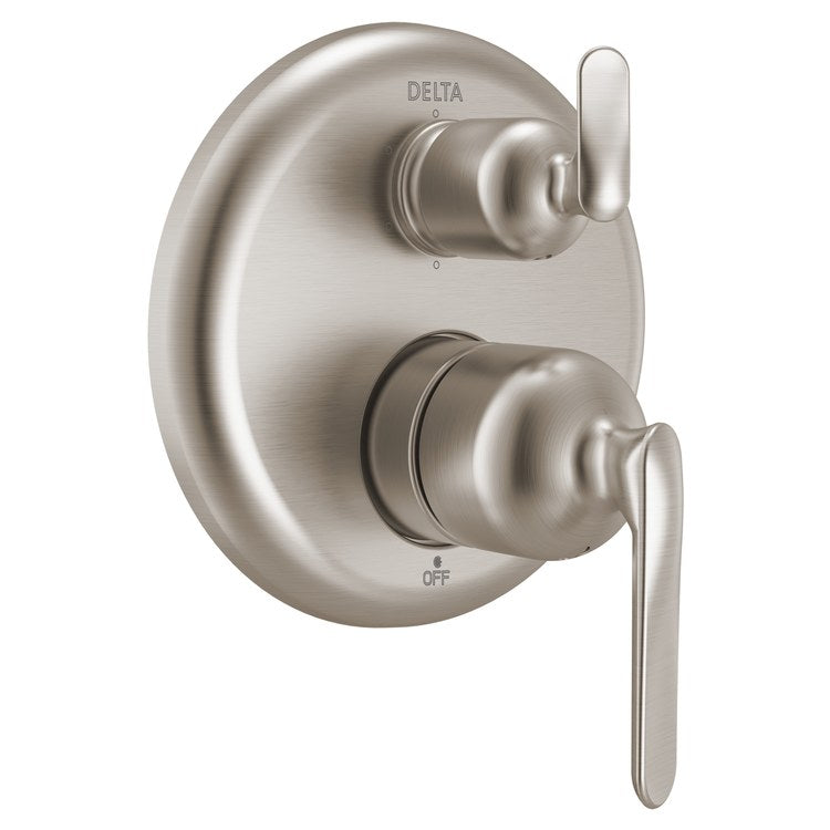 Pressure Balance Valve Trim Bonacci 14 Series with 6 Function Integrated Diverter 2 Lever Lumicoat Stainless CALGreen ADA for MultiChoice Universal Rough Valve Body R22000 Series - Image 1