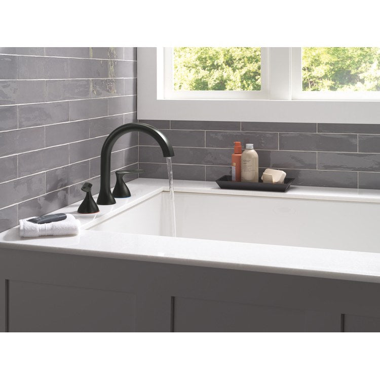 Roman Tub Trim Bonacci 2 Lever Matte Black ADA 8 to 16 Inch Spread 3 Hole - Image 3