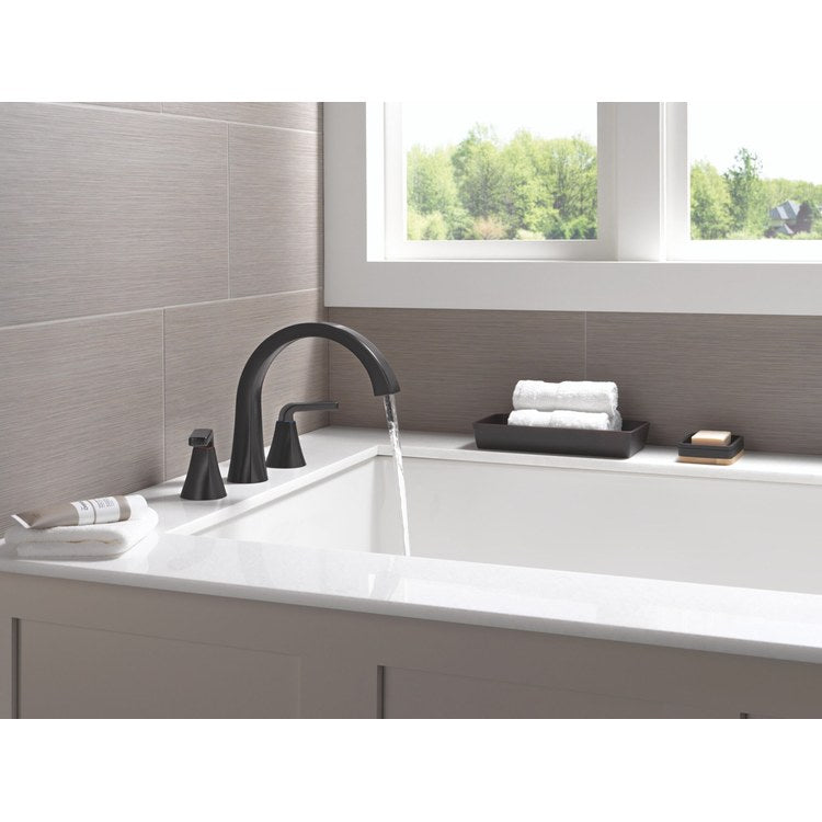 Roman Tub Trim Lineax 2 Lever Matte Black ADA 8-16 Inch Spread 3 Hole - Image 3