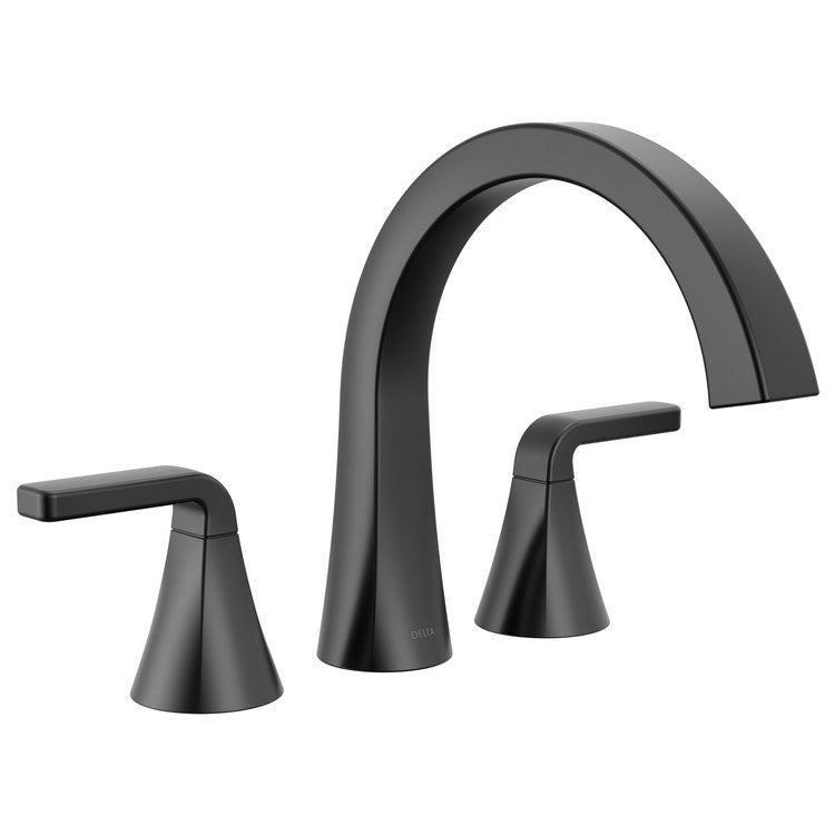 Roman Tub Trim Lineax 2 Lever Matte Black ADA 8-16 Inch Spread 3 Hole
