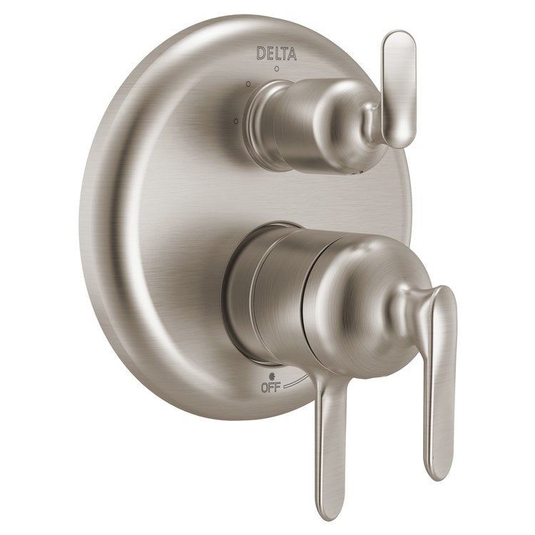 Pressure Balance Valve Trim Bonacci 17 Series with 3 Function Integrated Diverter 3 Lever Lumicoat Stainless CALGreen ADA for MultiChoice Universal Rough Valve Body R22000 Series - Image 1