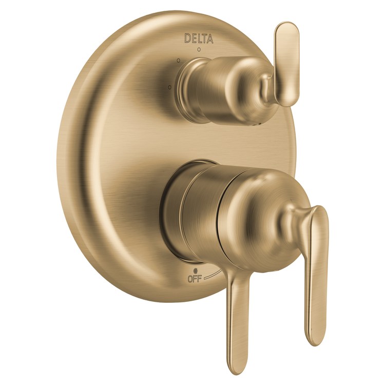 Pressure Balance Valve Trim Bonacci 17 Series with 3 Function Integrated Diverter 3 Lever Lumicoat Champagne Bronze CALGreen ADA for MultiChoice Universal Rough Valve Body R22000 Series - Image 1
