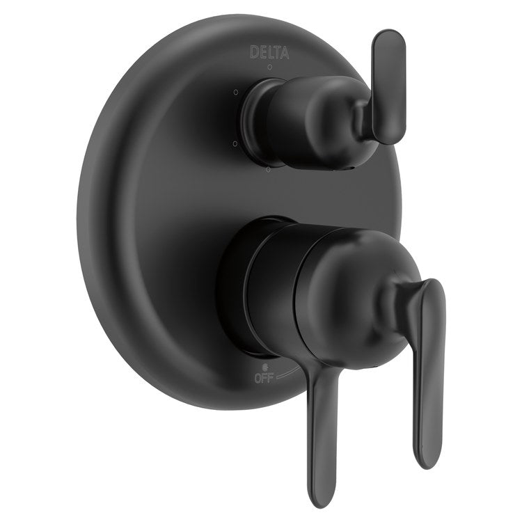 Pressure Balance Valve Trim Bonacci 17 Series with 6 Function Integrated Diverter 3 Lever Matte Black CALGreen ADA for MultiChoice Universal Rough Valve Body R22000 Series - Image 1